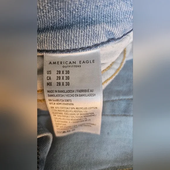 Set of 2 American Eagle Outfitters Light Blue Straight Leg Jeans - Picture 4 of 6